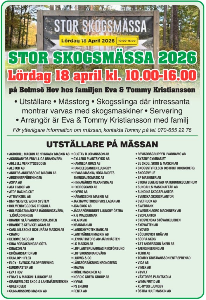 Skogsmässan Bolmsö 2026
